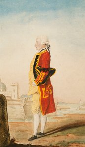 Eversti Morrison mahdollisesti kuninkaallisten insinöörien univormussa, linnoitettu kaupunki takana, 1768 tekijältä Carmontelle
