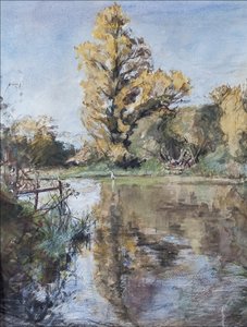 Early Autumn on the River -testi, 2007 (pastelli & wc paperilla) tekijältä Caroline Hervey Bathurst