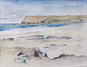 Polzeath ja Pentire Head, 2007 (wc paperilla) tekijältä Caroline Hervey Bathurst