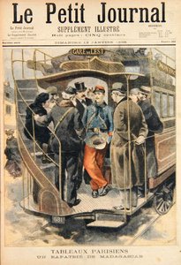 Kotiin siirretty sotilas Madagaskarilta, Fortune-Louis Meaullen (1844-1901) kaivertama kuva Le Petit Journalista, 12. tammikuuta 1896 (värikaiverrus) tekijältä Carrey