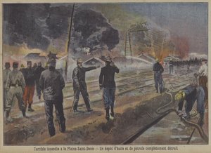 Öljy- ja bensavaraston tuhoutuminen tulipalossa La Plaine-Saint-Denisissä, Pariisissa