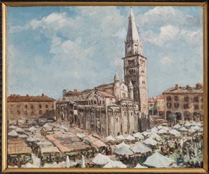 Piazza Grande Modenassa (öljy paneelissa)