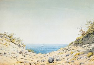 Blick durch eine Ufersenkung auf das Meer tekijältä Caspar David Friedrich