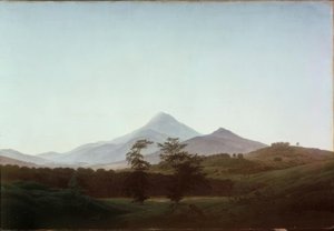 Böömiläinen maisema ja suuri ja pieni Milleschaue tekijältä Caspar David Friedrich