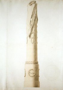 Suunnittelu muistopylvääseen (kynä, lyijykynä ja seepia paperille) tekijältä Caspar David Friedrich