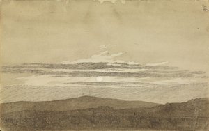 Vuoristomaisema auringonlaskussa tekijältä Caspar David Friedrich