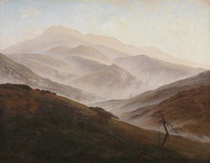 Jättiläisvuorten maisema ja nouseva sumu tekijältä Caspar David Friedrich