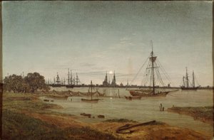 Satama kuunvalossa tekijältä Caspar David Friedrich