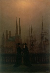 Harbor at Night (sisaret), n. 1818-20 tekijältä Caspar David Friedrich