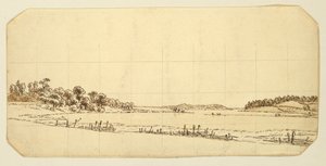 Lakeside, 1802-3 (pesu kynällä ja ruskealla musteella paperille) tekijältä Caspar David Friedrich