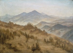 Maisema Rosenbergin kanssa Böömin vuoristossa tekijältä Caspar David Friedrich