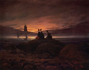 Kuu nousee meren yli tekijältä Caspar David Friedrich