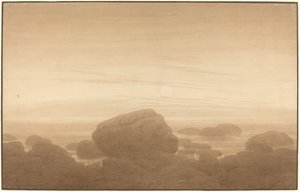 Kuunnousu tyhjällä rannalla tekijältä Caspar David Friedrich