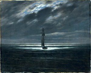 Merikappale kuunvalossa (öljy kankaalle) tekijältä Caspar David Friedrich