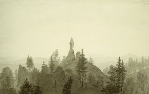 Madonnan patsas vuoristossa tekijältä Caspar David Friedrich