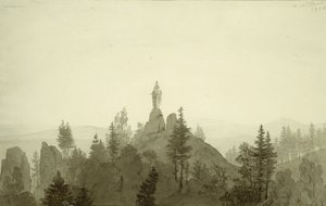 Madonnan patsas vuoristossa tekijältä Caspar David Friedrich