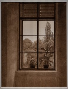 Ikkuna, josta on näkymä puistoon tekijältä Caspar David Friedrich