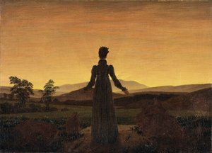 Nainen ennen nousevaa aurinkoa, noin 1818 tekijältä Caspar David Friedrich