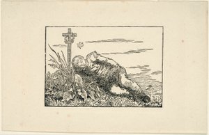 Nuori mies makaa haudalla tekijältä Caspar David Friedrich
