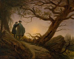Zwei Männer Betrachtung des Mondesissa tekijältä Caspar David Friedrich