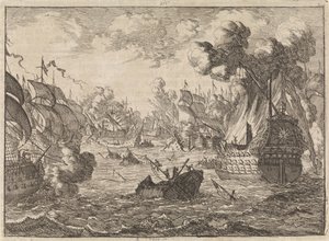 Cape La Hoguen meritaistelu, 1692 tekijältä Caspar Luyken
