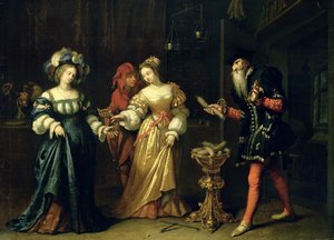 Naamioitu jokeri, 1668 tekijältä Caspar Netscher