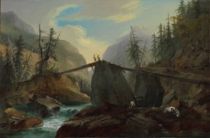 Puinen kävelysilta Lütschinen yli lähellä Gsteigiä, 1774.