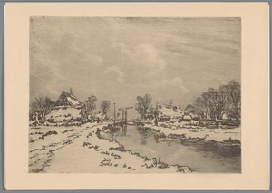 Paisatge nevat amb canal i pont llevadís finlandès tekijältä Casper M.L. Kouw