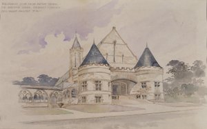 Esiselvitys asevarastorakennuksesta Shattuckin koulua varten, Faribault, Minnesota. tekijältä Cass Gilbert