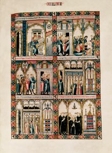Pyhälle Marialle ja hänen ihmeilleen omistettu miniatyyri teoksesta Las Cantigas de Santa María (Songs of Saint Mary), Fol. 156