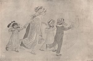 "Vesiväripiirustus väripuupalikkaprintille", 1880-1890, 1923