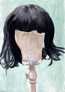 FF (peruukki 1), 2020 (öljy paperille) tekijältä Cathy Lomax