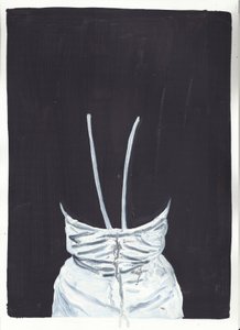 Yläkerran tyttö 1, selkä, 2012 (öljy ja akryyli paperille) tekijältä Cathy Lomax