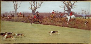 Metsästyskohtaus, miehistön Blackmoor Watercolour Cecil Aldinin (1870-1935) 1800-luvun yksityinen kokoelma tekijältä Cecil Charles Windsor Aldin