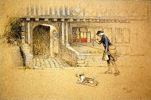 Paluu kotiin (värinen liitu sävytetylle paperille) tekijältä Cecil Charles Windsor Aldin