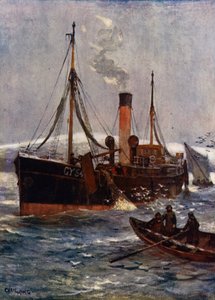 Islantilainen höyrytroolari, n. 1910 (väri litho)
