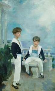 The Velie Boys (Craig Combes Velie ja John Deere Velie), n. 1913 (öljy kankaalle)