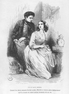 Eve ja David Sechard, kuvitus Honore de Balzacin teoksesta "Les Illusions perdues", julkaissut Editions Furne, 1842