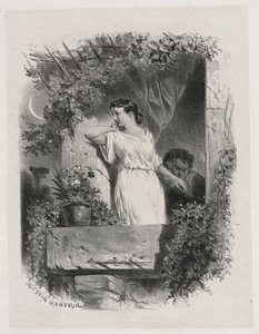 Parvekkeella, 1842. tekijältä Celestin Francois Nanteuil