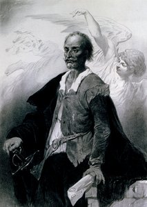 Miguel de Cervantes Saavedran muotokuva (Alcala de Henares tekijältä Celestin Francois Nanteuil