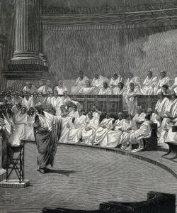 Cicero tuomitsee salaliiton Catilina (kaiverrus) tekijältä Cesare (after) Maccari