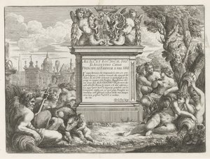 Agostino Chigin omistautuminen ja ase sekä näkymä Roomaan Fontane di Roma (sarjan nimi) Fountains of Rome (sarjan nimi) tekijältä Cesare Fantetti