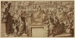 Saint Charles Borromeo saapumassa Pavian kaupunkiin: Suunnittelu seinäkoristeeseen