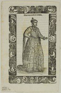 Lehti teoksesta Habiti antichi e moderni, levy 93 teoksesta Woodcuts from Books of the XVI Century.