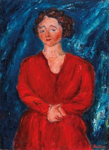 Nainen punaisessa sinisellä pohjalla, noin 1928. tekijältä Chaim Soutine