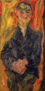 Mies sinisessä, keltaisella ja punaisella taustalla tekijältä Chaim Soutine