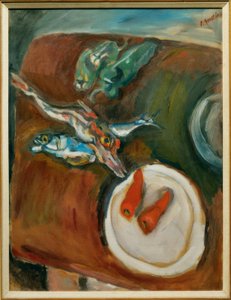 Stilleben mit Fischen, Pfefferschoten und Karotten tekijältä Chaim Soutine