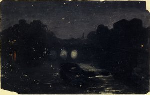 Yön vaikutus Seinen rannalla, n. 1870 (öljy kankaalle) tekijältä Charles Emile Cuisin