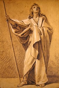 Saint Rochin tutkimus (mustavalkoisia liituja paperilla)