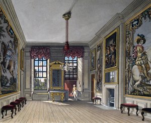 Audience Hall of Queen, Kaiverrus William James Bennett (1787-1844), Perustuu Charles Wildin (1781-1835) suunnitteluun, The History of the Royal Residences